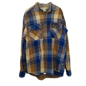 Cabela's Men's Legendary Quality Yellow & Blue Flannel Button Down Shirt Medium